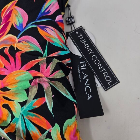 LA BLANCA One Shoulder Keyhole Tankini Swimsuit Top Women's 6 Tummy Control NWT - Picture 4 of 12